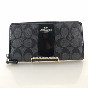 Black Coach accordion zip wallet